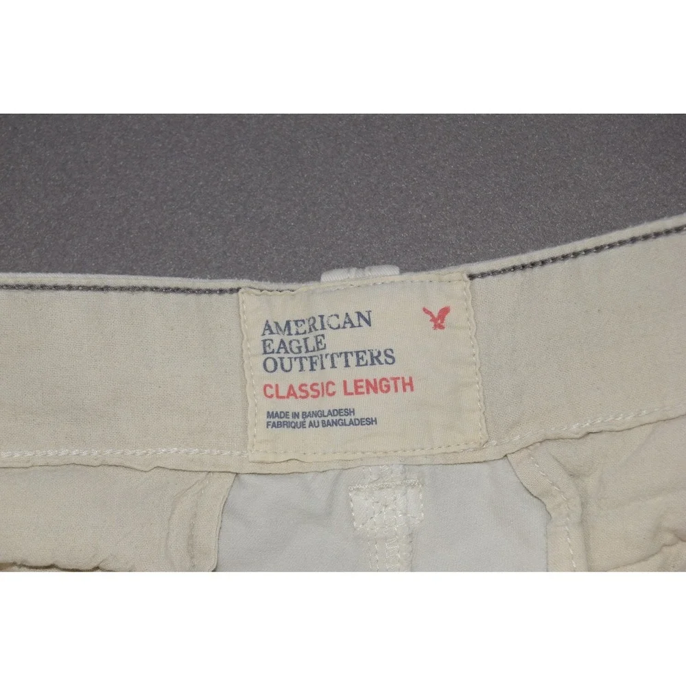 American Eagle Cargo Shorts Mens 33 Khaki Heavyweight Cotton Classic Baggy 11in